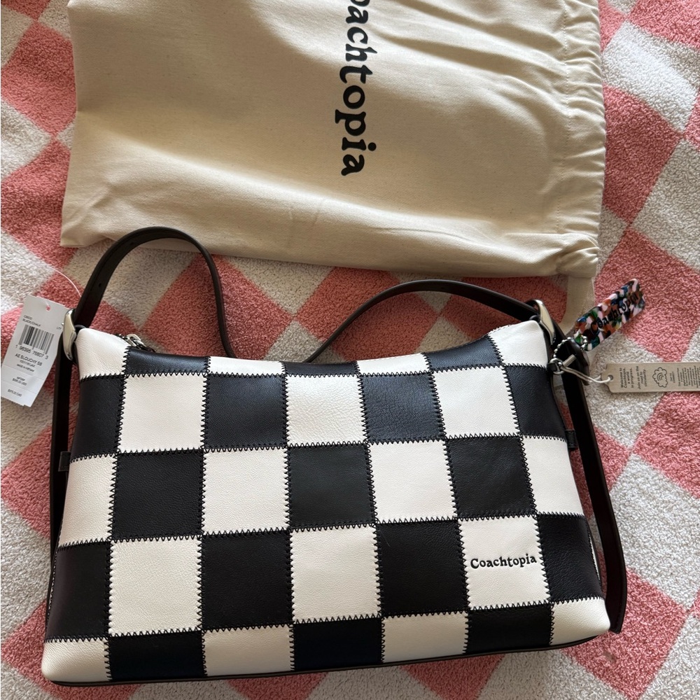 Coachtopia Black and White Checkered Shoulder Bag Alter/Ego Slouchy
